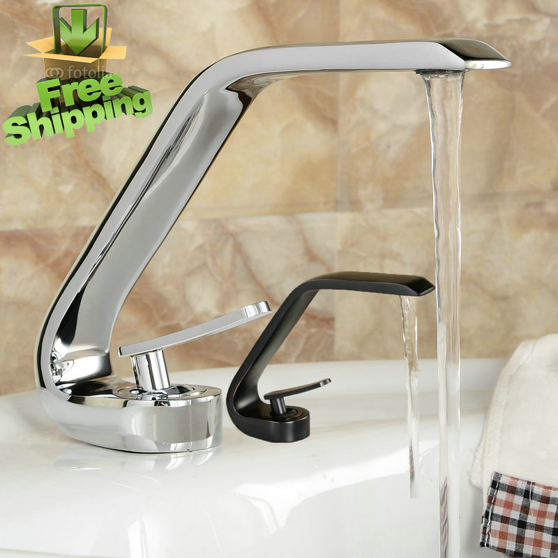 Newly Art Contemporary Bathroom Faucet Basin Faucet Brass Mixer Tap Faucet Chrome/Blackened 6081