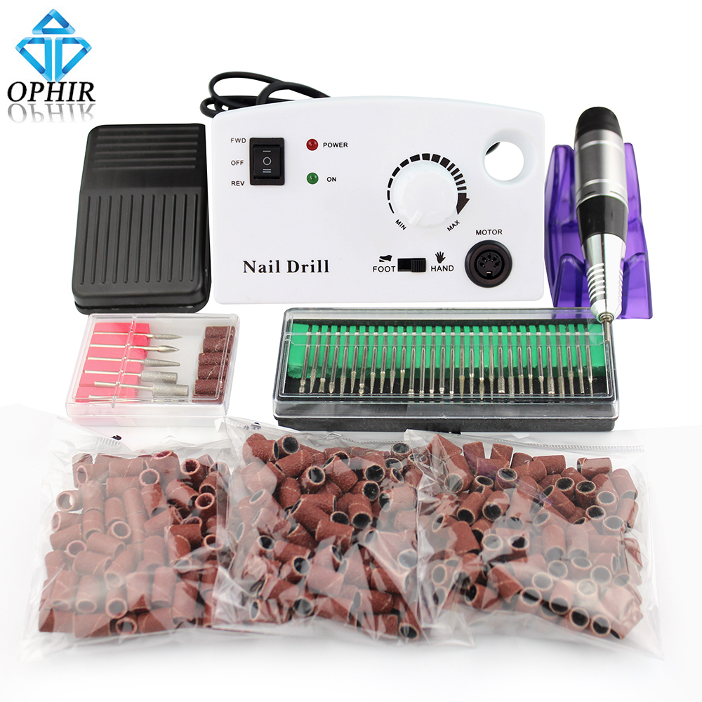 Фотография OPHIR 30000RPM 18W Electric Nail Drill Machine Pedicure Manicure Kits with Drill Bits+Sanding Bands Nail Tools_KD146+163+165-167