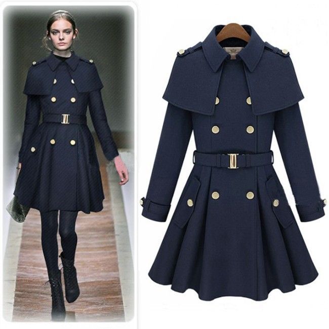Vintage Womens Winter Wool Long Warm Jacket Coat Overcoat Trench Parka Outwear 5035