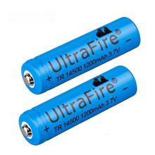 2pcs/Lot Ultrafire 1200MAH 3.7V 14500 battery AA Li-ion rechargeable battery lithium ion cell for led flashlight torch