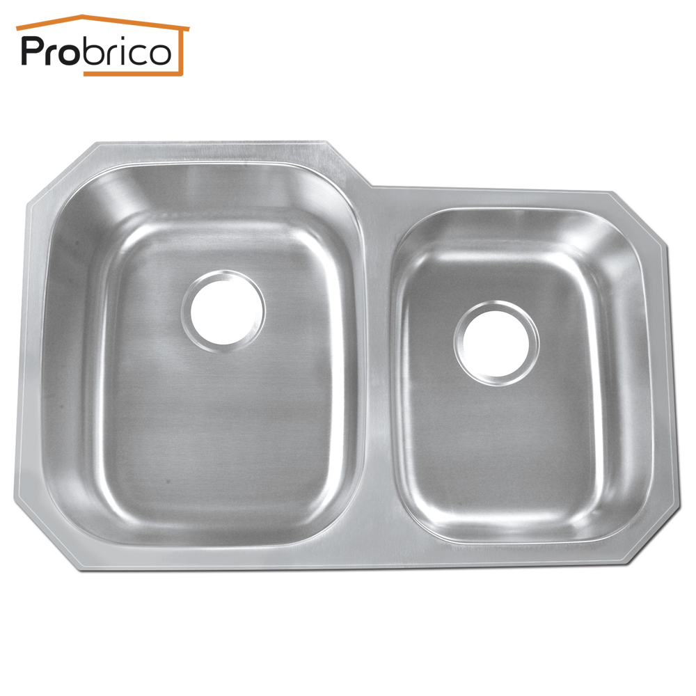 Compra doble tazón de acero inoxidable fregadero de la cocina online al