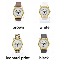 2016 Fashion GENEVA Dial Cat Watches Women Dress Watch charms Lady Casual Quartz Watches 4 Colors