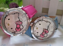 2014 NEW HOT Sale LOW Price Fashion Girls Cute Cartoon Watch Hello Kitty Watches Woman Children Kids Quartz Watch Mix Color 1pc