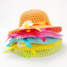 Girls Kids Beach Hats Bags Flower Straw Hat Cap Tote Handbag Bag Suit Children Summer Sun