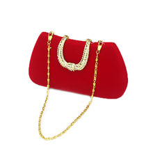 2016 Fashion Women Velour Evening Clutch Bags Ladies Luxury Vintage Bridal Wedding Party Chain Shoulder Clutches Diamond XA150H