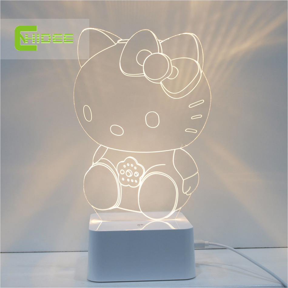 Фотография 2015 CNHidee New Design Crystal lampe Novelty Art Desk Lamp 3d For Hello Kitty Led Book Night Light Touch Decorative Talbe Lamp