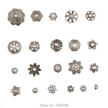 100Pcs MIX style Antique tibetan silver Petal Flowers Leaves Beads End Caps Fit Bracelet for Jewelry