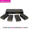 New 1 in 4 out HDMI Splitter 1x4 by CAT6 CAT7 cable HDMI Extender to 60M
