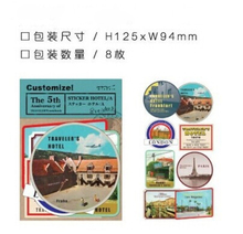 8Pcs/Pack New Traveler Notebook Vintage Stamp Decoration The Hotel Stickers Stationery Gift H0254