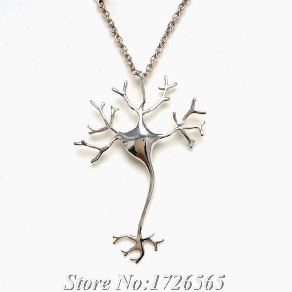 2015 New Style Science 3D Neuron Pendant Necklace Boho Chic Long Thin Chain Nerve Cell Fashion