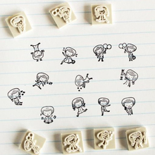12pcs lot F DIY Scrapbooking Vintage Wood Girl and Boy Stamps Decoration Creative Gift Labels Indexes