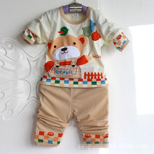 Free Shipping 2014 New Cotton Baby Boy Girl Kids Sleepwear Suits Toddler Tartoon Long Sleeve Pajama