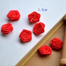 Pure red rose small flowers woven ribbon flowers red wedding dress accessories decorative 1.5cm wide