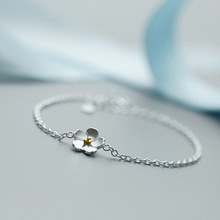 925 Sterling Silver Flowers Bracelet Trend Sakura allure bracelets bangles for ladies woman Berloques De Prata Pulseira Feminina