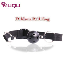 Quality Ribbon Mouth Ball Gag Black red pink ball plug sex toys for women erotic toys adult bdsm Game sex products