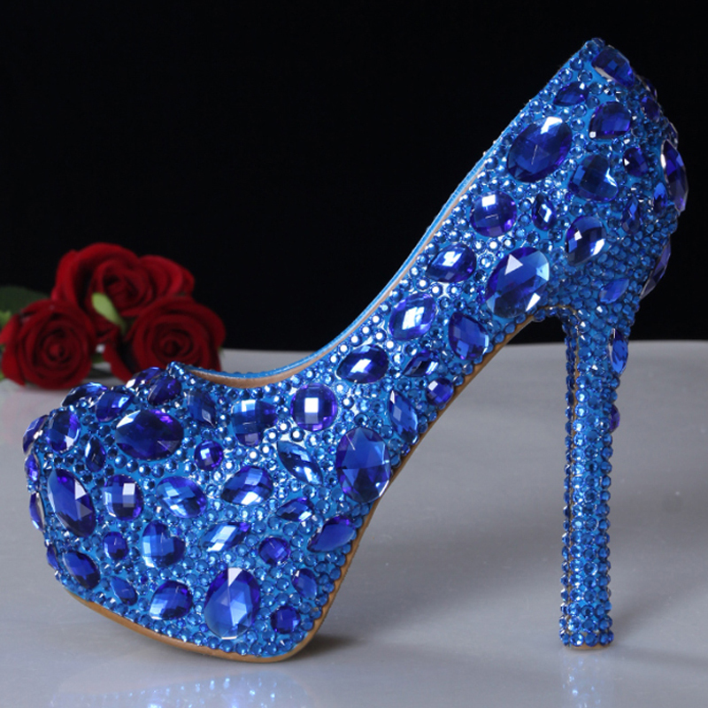 blue sparkly prom shoes