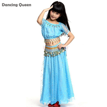 Belly Dance Costums Performance/Training Set Professional 3 Pcs Top&Waist Chain&Skirt Ropa Bellydance Kids Belly Dancing Outfit