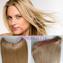 Free Shipping 1Pcs length 12inch-28inch 8A Top Grade Flip Easy Fish Line Hair Extensions 100% Real Hair Halo Hair Extensions