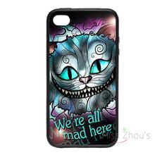 For iphone 4/4s 5/5s 5c SE 6/6s plus ipod touch 4/5/6 back skins mobile cellphone cases cover Cheshire Cat Alice Pink Blue Style