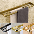 Luxury Wall Mounted Double Towel Bar Brass Antique Golden Towel Rack Towe Rail 4 colors for