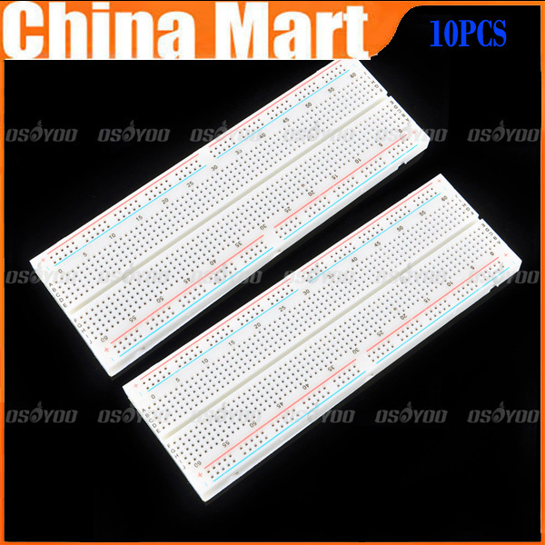 10pcs/lot MB-102 Breadboard 830 Point Solderless PCB Bread Board Test Develop DIY For Arduino,Free shipping &drop shipping