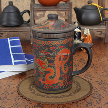 400ML Chinese Yixing Tea Set,Purple Clay Tea Cup,Dragon Tea Cups,Home Office Teaset,Zisha Cups
