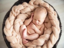 4M Newborn Baby Soft Photography Props Braid Blanket Wool Fiber Basket Filler Stuffer Backdrop Background Infant Shower Gift