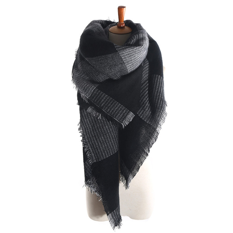 za Arrival Wool Blend Blanket Oversized font b Tartan b font Scarf Wrap Shawl Plaid Checked