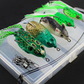 12Pcs Box Fishing Frog Mouse Lure with Ball Bearing Swivel Interlock Snap Pin Fishing Connector Stainless