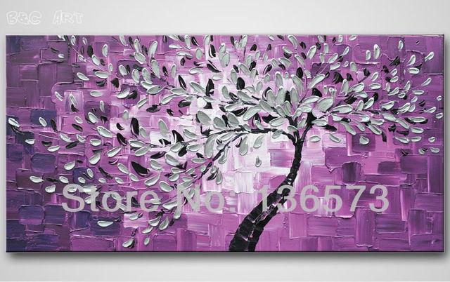 Handmade palette knife painting purple modern abstract unique ...