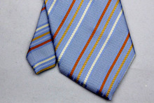 NT0037 Blue Orange Stripe Smooth Jacquard Woven Classic Type Silk Polyester Man s Business Wedding Luxury
