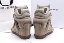 Isabel Marant suede sneakers beige height increasing womens fashion sneakers wedge shoes 2015 new style fashion