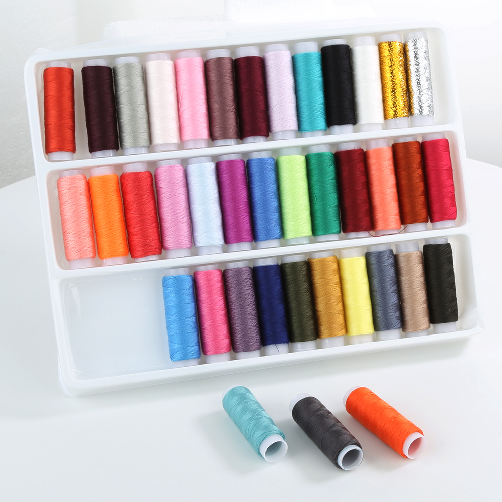 39 carretes Mano máquina de hilo de coser 39 colores mezclados con Oro Hilo De Plata