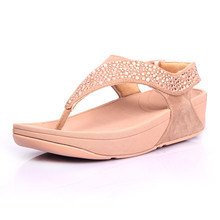 Free delivery 2016 hot summer weight-loss shoes slope with soft Sandals Flip Flops with Rhinestone decoration