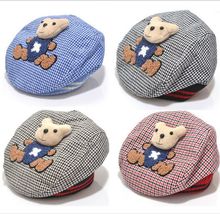 New Style Baby Hat Winter Animal Style Kid Hat Lovely Bear Cartoon Infantil Beret Tartan Newborn Photography Accessories