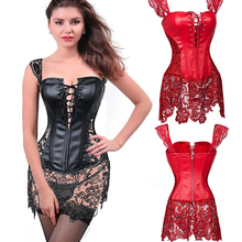 Hot Fashion Sexy Women Black Red Faux Leather Overbust corset waist training corsets Waist Trainer Body Shaper Plus Size S-6XL