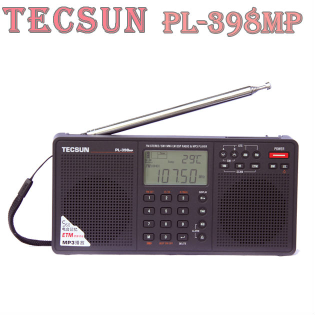 TECSUN PL 398MP FM Stereo SW MW LW DSP World Band Radio MP3 Player Black