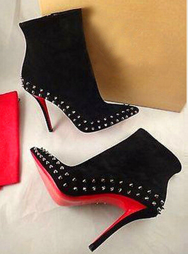 Ankle Booties Shoes Red Bottom Studded Rivet Ankle Boots Women ...