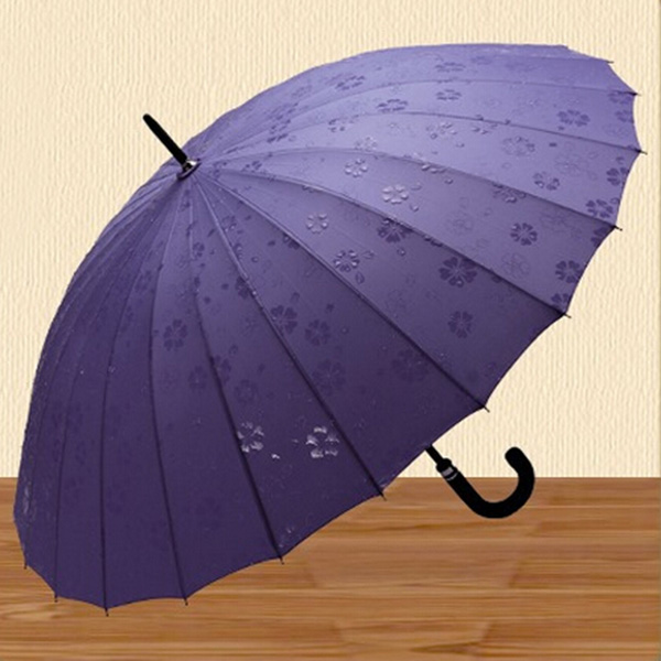 High Quality 24 Ribs Solid Windproof Umbrella Straight Handle Sunny and Rainy Umbrella Outdoor Manual Umbrellas Parasol