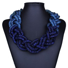 European fashion jewelry fashion simple geometric knitting multicolour necklace XL6064