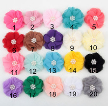 100pcs lot 5cm New Style Fabric Pearl Flowers For Headband Fabric DIY Flower For Infant