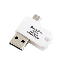 2 in 1 Micro SD TF OTG Card Reader Micro USB 2.0 Card Reader for PC and Phone white