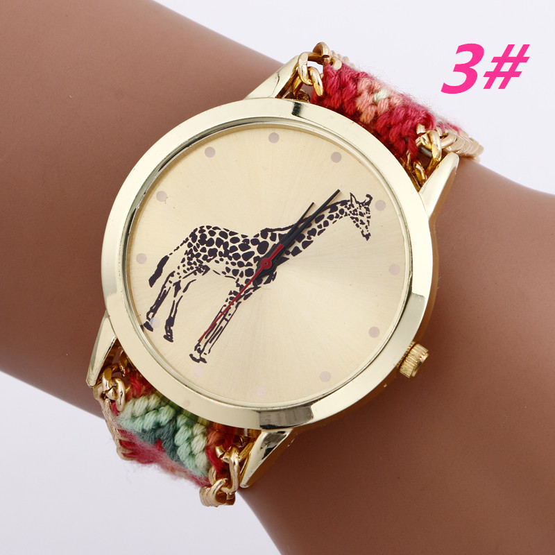 женщины наручные часы новый бренд милый Жираф платье ручной работы плетеный...