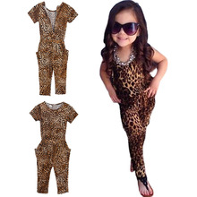 Baby Girl Clothes Kids Short Sleeve Leopard Jumpsuit Romper Trousers Outfit 2-7YZQ1