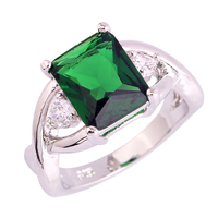 Party Emerald Quartz White Topaz 925 Silver Ring Size 6 7 8 9 10 11 Green Jewelry Fashion Wholesale Free Shipping Women Rings