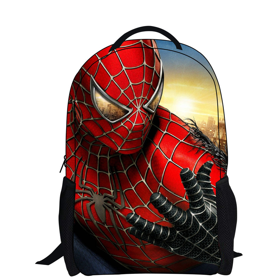 new fashion 2015 cartoon backpack with zipper fashion style boy cool spiderman bag child schoolbag for