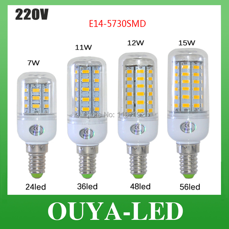 E14 SMD5730 LED Corn Lamps 7w 12w 15w 18w Spotlight 24Led 36Led 48Led 56Led Bulb Solar Wall Light Pendant Ultra Bright 1Pcs/Lot