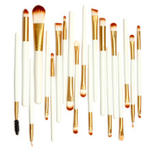Pro 20Pcs Makeup Brushes White and Golden Colors Set Powder Foundation Eyeshadow Eyeliner Lip Brush Tool with Big Gunny Bag