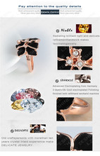 Hotting Sale Jewelry Ring With Rose Gold Plt SWA Elements Austrian Crystal Black Enamel Flower Wedding
