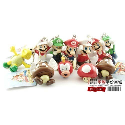 Высокое Качество ПВХ Super Mario Bros брелок Луиджи Фигурки 11 шт./компл. youshi марио подарков розничная карты